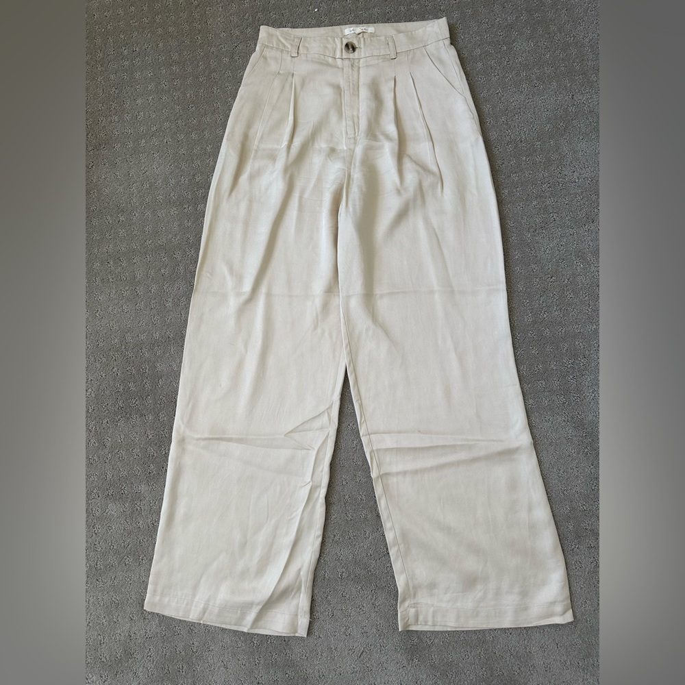 Cream Wide-Leg Trousers